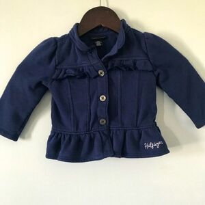 Tommy Hilfiger Kids Blue Jacket With Peplum Hem Ruffles @ Chest Size 24 Months